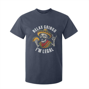 Cinco De Mayo Skeleton T Shirt For Kid Relax Gringo I'm Legal Poncho TS02 Navy Print Your Wear