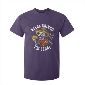 Cinco De Mayo Skeleton T Shirt For Kid Relax Gringo I'm Legal Poncho TS02 Purple Print Your Wear
