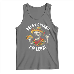 Cinco De Mayo Skeleton Tank Top Relax Gringo I'm Legal Poncho TS02 Black Heather Print Your Wear