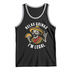 Cinco De Mayo Skeleton Tank Top Relax Gringo I'm Legal Poncho TS02 Black Athletic Heather Print Your Wear
