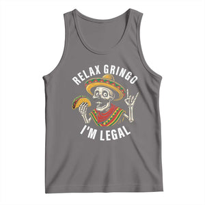 Cinco De Mayo Skeleton Tank Top Relax Gringo I'm Legal Poncho TS02 Deep Heather Print Your Wear