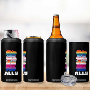 Colorful LGBTQ+ Ally Frogs Stack 4 in 1 Can Cooler Tumbler Kawaii Gay Pride Support TS02 Print Your Wear