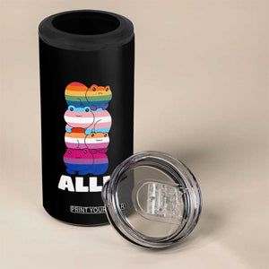 Colorful LGBTQ+ Ally Frogs Stack 4 in 1 Can Cooler Tumbler Kawaii Gay Pride Support TS02 Print Your Wear