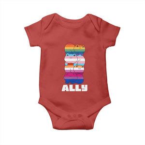 Colorful LGBTQ+ Ally Frogs Stack Baby Onesie Kawaii Gay Pride Support TS02 Red Print Your Wear