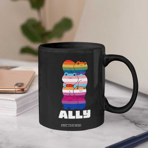 Colorful LGBTQ+ Ally Frogs Stack Coffee Mug Kawaii Gay Pride Support TS02 Print Your Wear