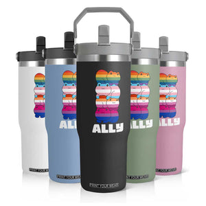 Colorful LGBTQ+ Ally Frogs Stack Flip Straw Tumbler Kawaii Gay Pride Support TS02 Print Your Wear