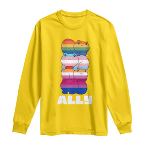 Colorful LGBTQ+ Ally Frogs Stack Long Sleeve Shirt Kawaii Gay Pride Support TS02 Daisy Print Your Wear