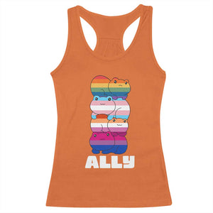 Colorful LGBTQ+ Ally Frogs Stack Racerback Tank Top Kawaii Gay Pride Support TS02 Orange Print Your Wear