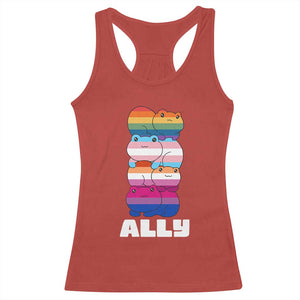 Colorful LGBTQ+ Ally Frogs Stack Racerback Tank Top Kawaii Gay Pride Support TS02 Red Print Your Wear