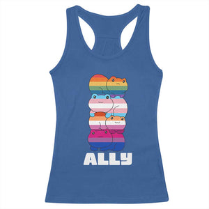 Colorful LGBTQ+ Ally Frogs Stack Racerback Tank Top Kawaii Gay Pride Support TS02 Royal Blue Print Your Wear