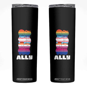 Colorful LGBTQ+ Ally Frogs Stack Skinny Tumbler Kawaii Gay Pride Support TS02 Black Print Your Wear
