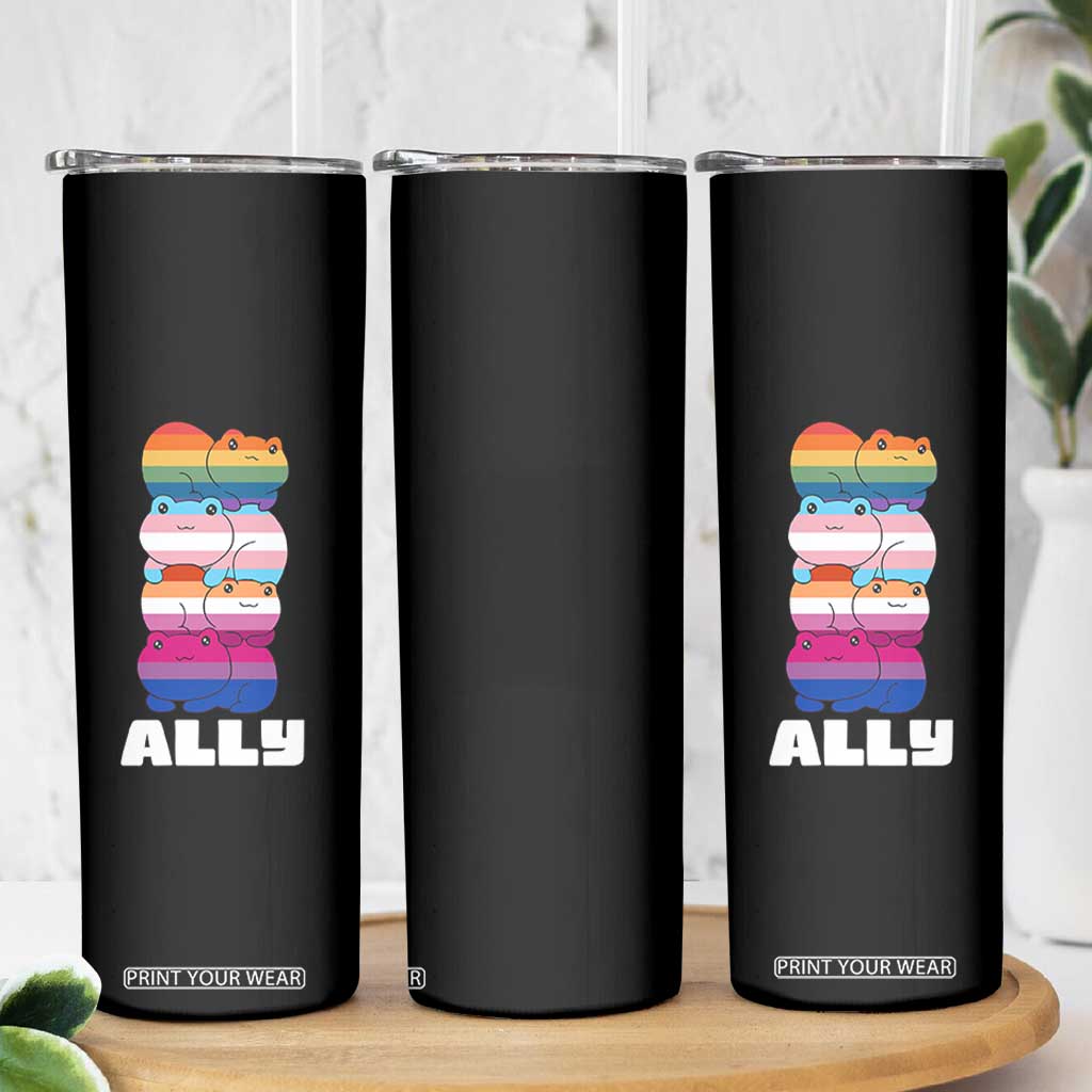 Colorful LGBTQ+ Ally Frogs Stack Skinny Tumbler Kawaii Gay Pride Support TS02 Print Your Wear