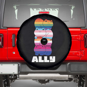 Colorful LGBTQ+ Ally Frogs Stack Spare Tire Cover Kawaii Gay Pride Support TS02 Black Print Your Wear