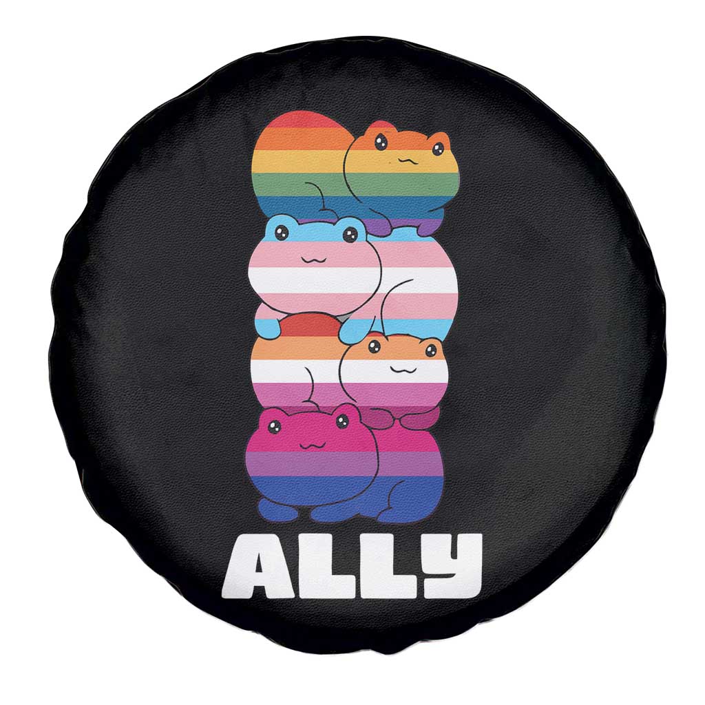 Colorful LGBTQ+ Ally Frogs Stack Spare Tire Cover Kawaii Gay Pride Support TS02 Print Your Wear