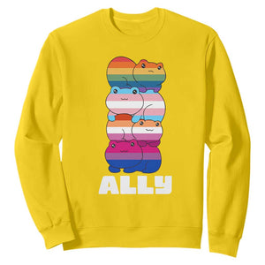 Colorful LGBTQ+ Ally Frogs Stack Sweatshirt Kawaii Gay Pride Support TS02 Daisy Print Your Wear