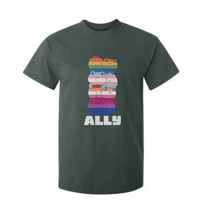 Colorful LGBTQ+ Ally Frogs Stack T Shirt For Kid Kawaii Gay Pride Support TS02 Dark Forest Green Print Your Wear