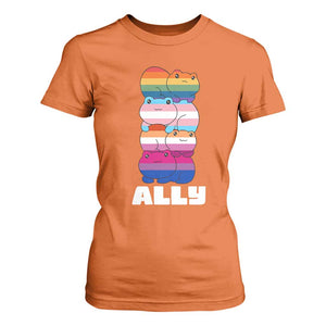Colorful LGBTQ+ Ally Frogs Stack T Shirt For Women Kawaii Gay Pride Support TS02 Orange Print Your Wear