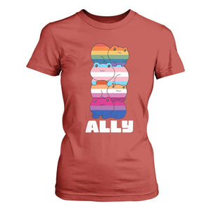 Colorful LGBTQ+ Ally Frogs Stack T Shirt For Women Kawaii Gay Pride Support TS02 Red Print Your Wear