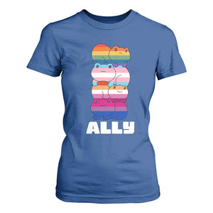 Colorful LGBTQ+ Ally Frogs Stack T Shirt For Women Kawaii Gay Pride Support TS02 Royal Blue Print Your Wear