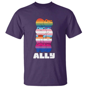 Colorful LGBTQ+ Ally Frogs Stack T Shirt Kawaii Gay Pride Support TS02 Purple Print Your Wear