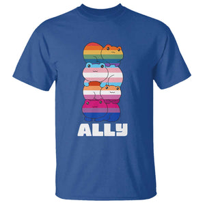 Colorful LGBTQ+ Ally Frogs Stack T Shirt Kawaii Gay Pride Support TS02 Royal Blue Print Your Wear
