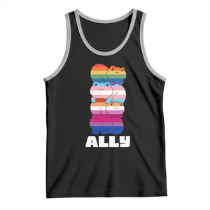 Colorful LGBTQ+ Ally Frogs Stack Tank Top Kawaii Gay Pride Support TS02 Black Athletic Heather Print Your Wear
