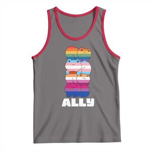 Colorful LGBTQ+ Ally Frogs Stack Tank Top Kawaii Gay Pride Support TS02 Deep Heather Red Print Your Wear