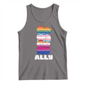 Colorful LGBTQ+ Ally Frogs Stack Tank Top Kawaii Gay Pride Support TS02 Deep Heather Print Your Wear