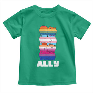 Colorful LGBTQ+ Ally Frogs Stack Toddler T Shirt Kawaii Gay Pride Support TS02 Irish Green Print Your Wear