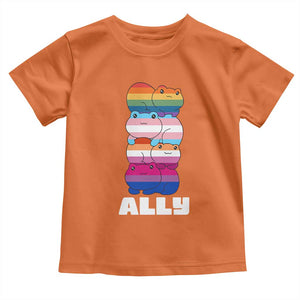 Colorful LGBTQ+ Ally Frogs Stack Toddler T Shirt Kawaii Gay Pride Support TS02 Orange Print Your Wear