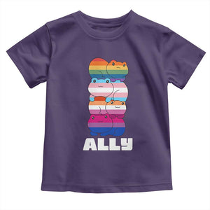 Colorful LGBTQ+ Ally Frogs Stack Toddler T Shirt Kawaii Gay Pride Support TS02 Purple Print Your Wear