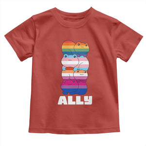 Colorful LGBTQ+ Ally Frogs Stack Toddler T Shirt Kawaii Gay Pride Support TS02 Red Print Your Wear