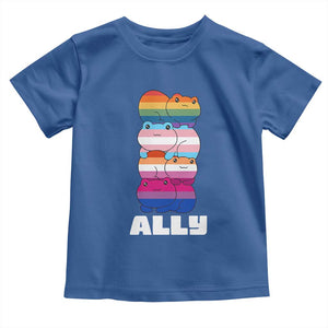 Colorful LGBTQ+ Ally Frogs Stack Toddler T Shirt Kawaii Gay Pride Support TS02 Royal Blue Print Your Wear