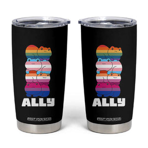 Colorful LGBTQ+ Ally Frogs Stack Tumbler Cup Kawaii Gay Pride Support TS02 Black Print Your Wear
