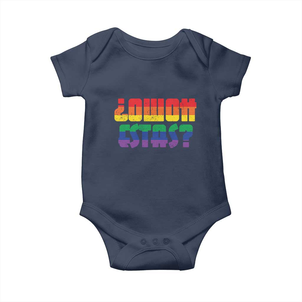 Como Estas Baby Onesie Funny Spanish LGBT Pride Latinx Retro Queer Inclusive Gift TS10 Navy Print Your Wear