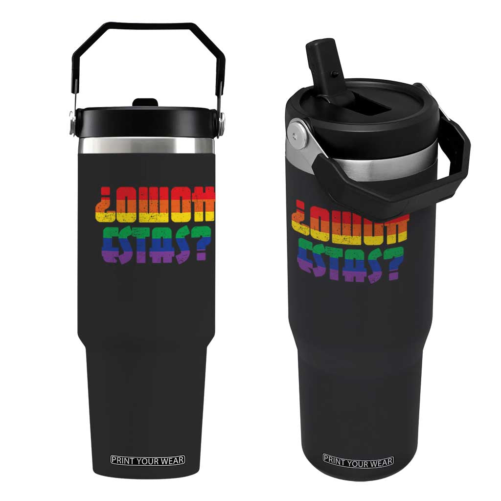 Como Estas Flip Straw Tumbler Funny Spanish LGBT Pride Latinx Retro Queer Inclusive Gift TS10 One Size: 30 oz Black Print Your Wear