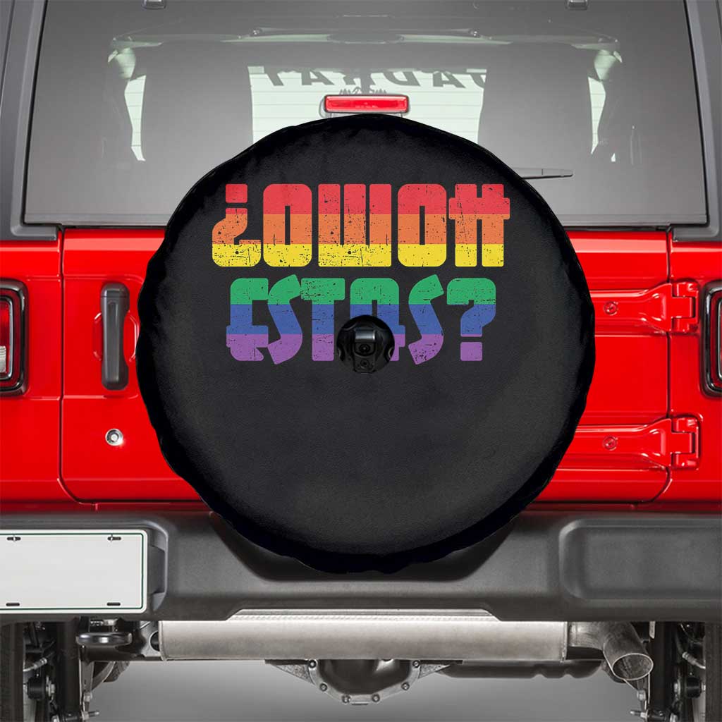 Como Estas Spare Tire Cover Funny Spanish LGBT Pride Latinx Retro Queer Inclusive Gift TS10 Black Print Your Wear