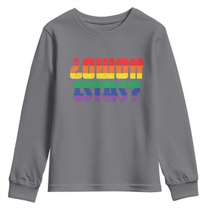 Como Estas Youth Sweatshirt Funny Spanish LGBT Pride Latinx Retro Queer Inclusive Gift TS10 Charcoal Print Your Wear