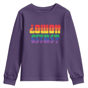 Como Estas Youth Sweatshirt Funny Spanish LGBT Pride Latinx Retro Queer Inclusive Gift TS10 Purple Print Your Wear