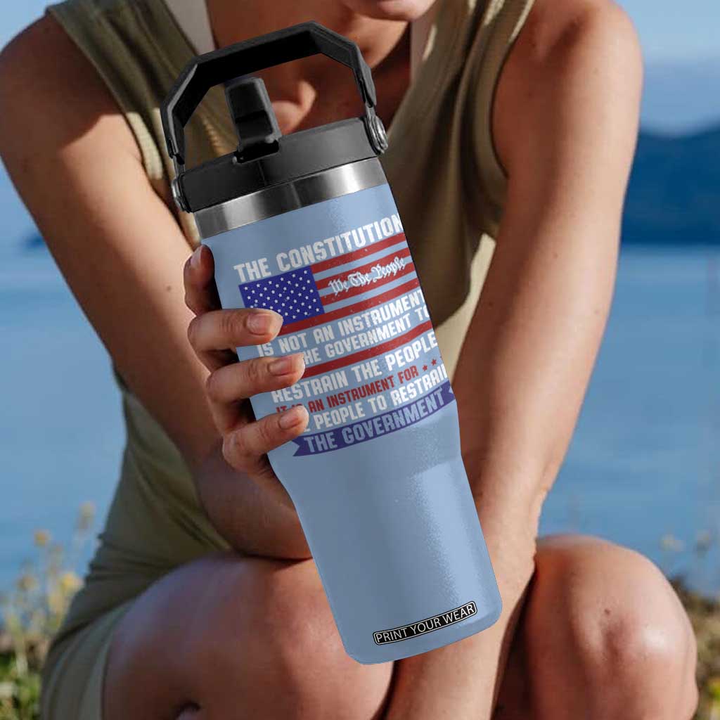 Constitution Liberty American Patriotic Flip Straw Tumbler We The People US Flag TS02 One Size: 30 oz Light Blue Print Your Wear