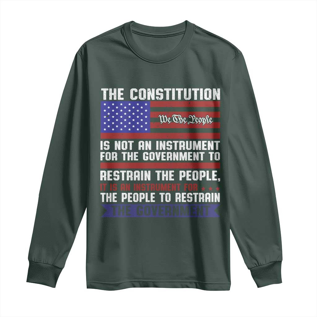 Constitution Liberty American Patriotic Long Sleeve Shirt We The People US Flag TS02 Dark Forest Green Print Your Wear