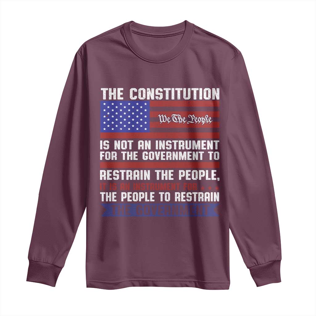 Constitution Liberty American Patriotic Long Sleeve Shirt We The People US Flag TS02 Maroon Print Your Wear