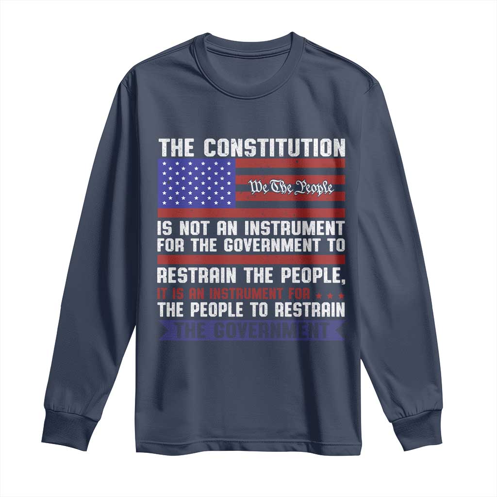 Constitution Liberty American Patriotic Long Sleeve Shirt We The People US Flag TS02 Navy Print Your Wear
