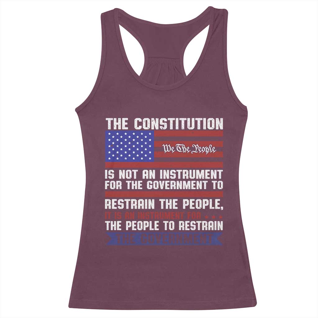 Constitution Liberty American Patriotic Racerback Tank Top We The People US Flag TS02 Maroon Print Your Wear