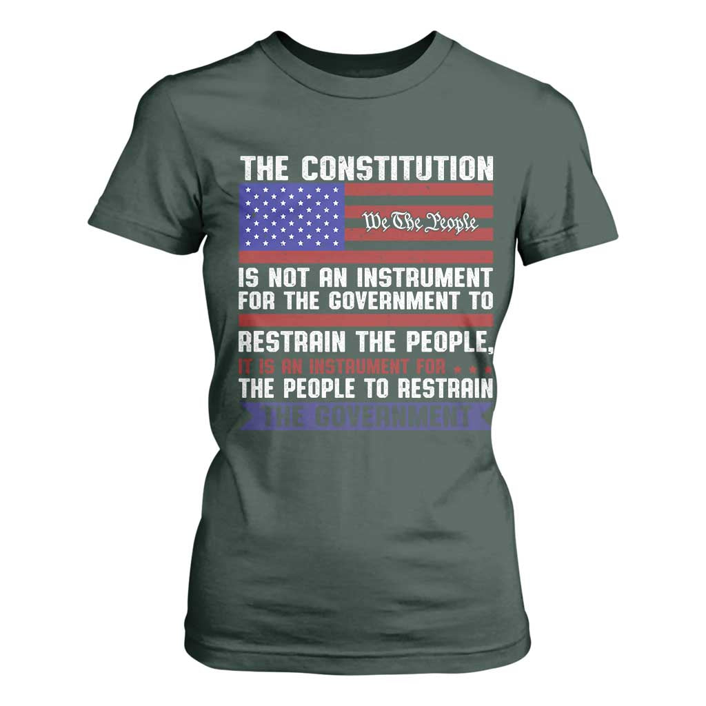 Constitution Liberty American Patriotic T Shirt For Women We The People US Flag TS02 Dark Forest Green Print Your Wear