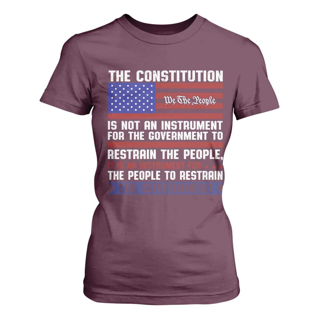 Constitution Liberty American Patriotic T Shirt For Women We The People US Flag TS02 Maroon Print Your Wear