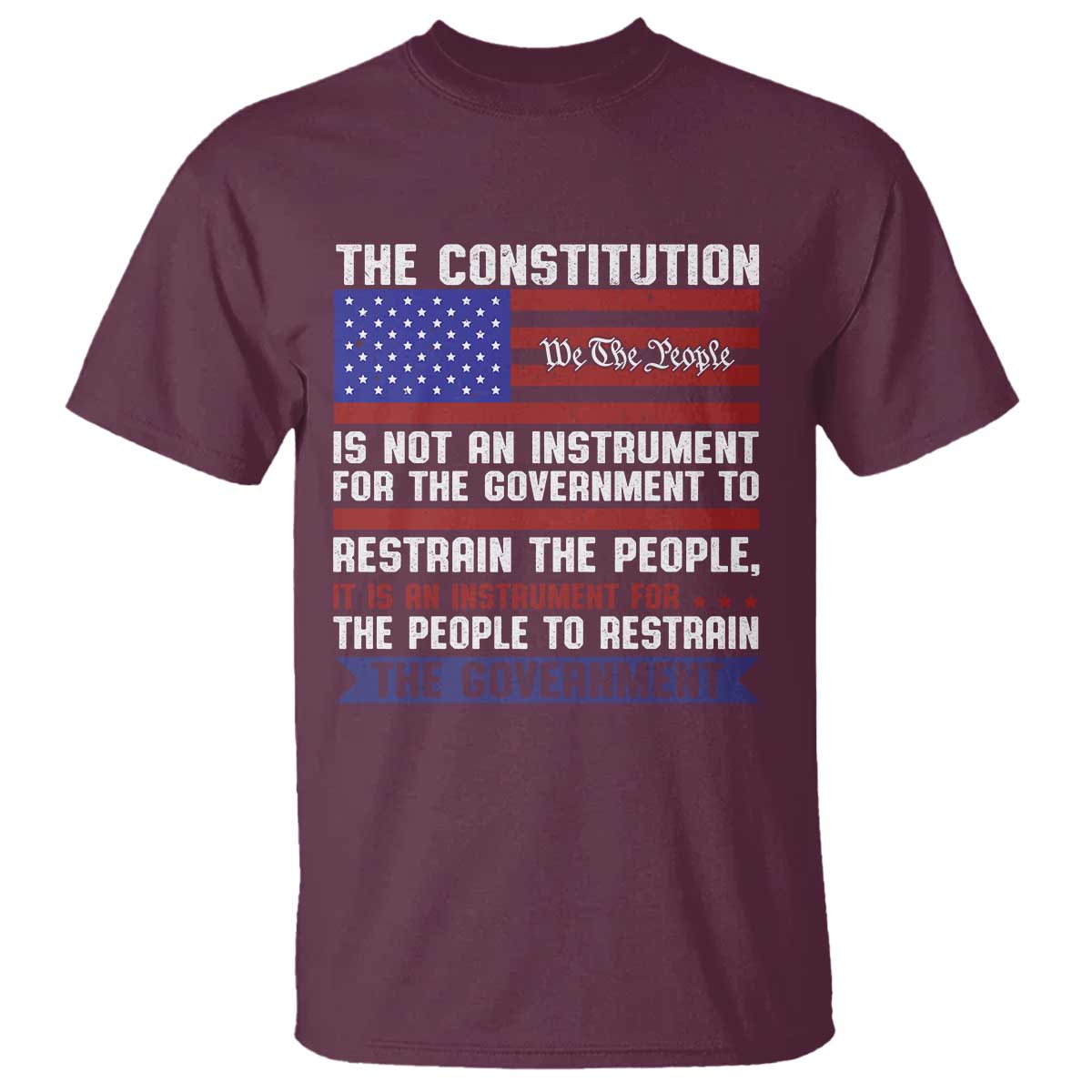 Constitution Liberty American Patriotic T Shirt We The People US Flag TS02 Maroon Print Your Wear