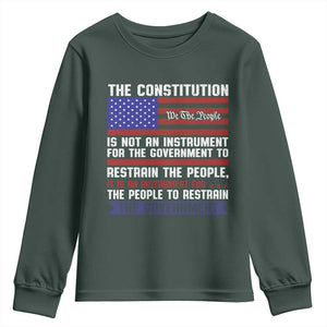 Constitution Liberty American Patriotic Youth Sweatshirt We The People US Flag TS02 Dark Forest Green Print Your Wear