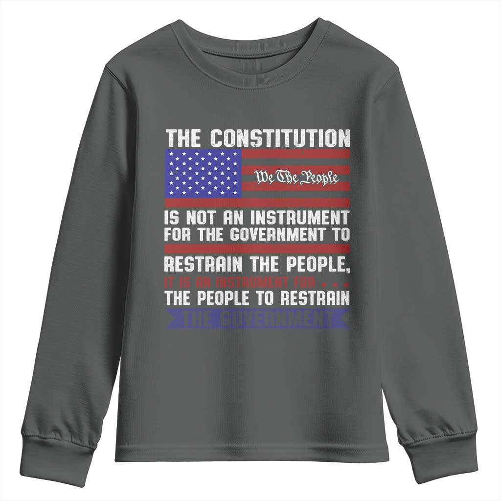 Constitution Liberty American Patriotic Youth Sweatshirt We The People US Flag TS02 Dark Heather Print Your Wear