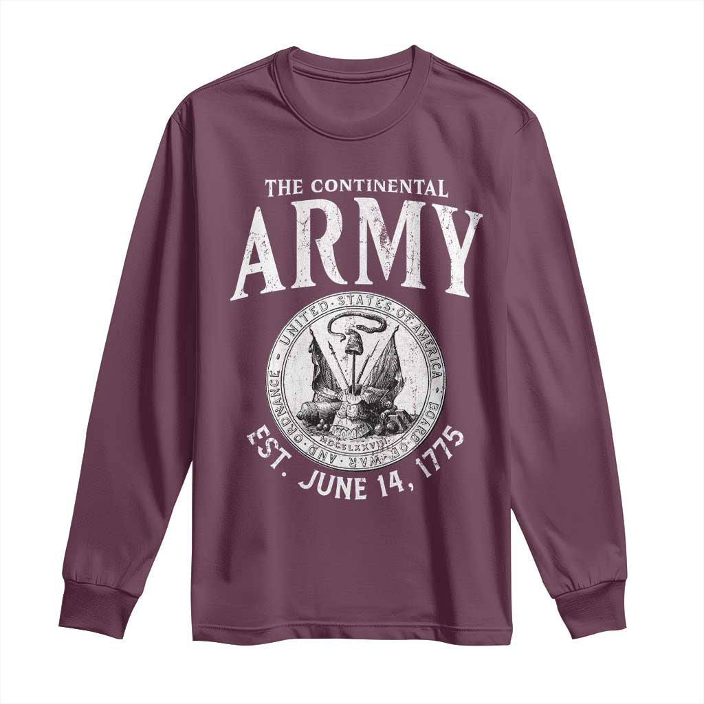 Continental Army America Independence Revolutionary War Seal Long Sleeve Shirt TS11 Maroon Print Your Wear